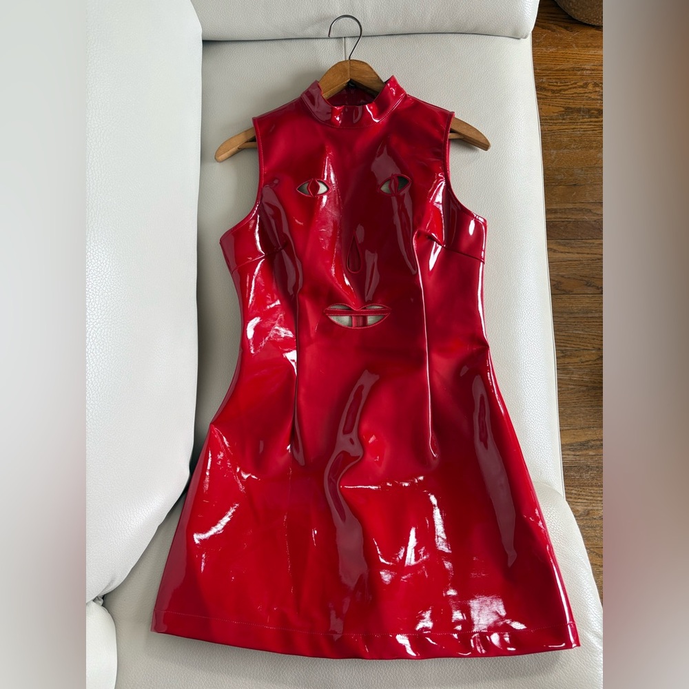 Fashion Brand Company Size Small Red Patent Cut-out Face Dress